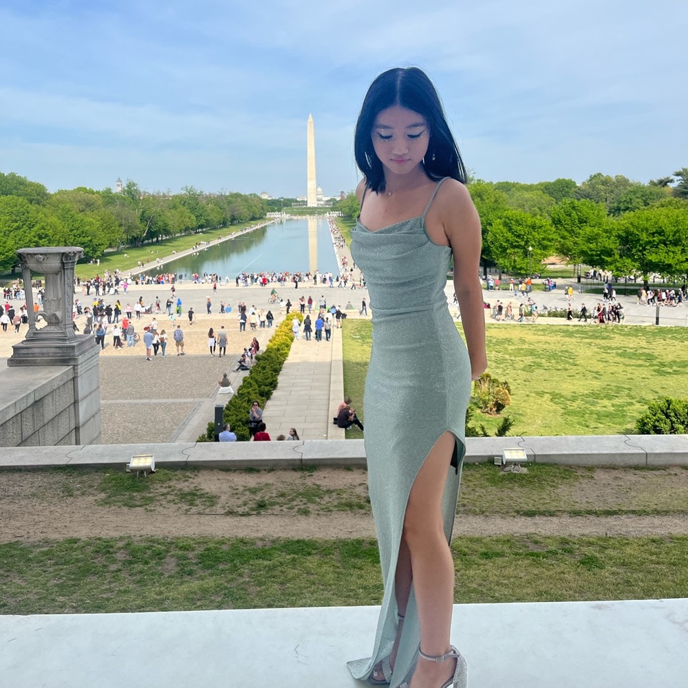 Windsor Lola High Slit Prom Dress in Sage